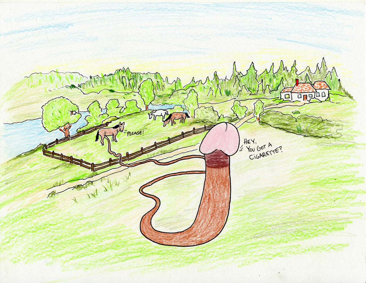 HORSE PENIS ASKING FOR A CIGARETTE