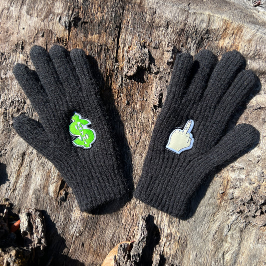 FUCK YOU PAY ME / MIDDLE FINGER GLOVES (BLACK)
