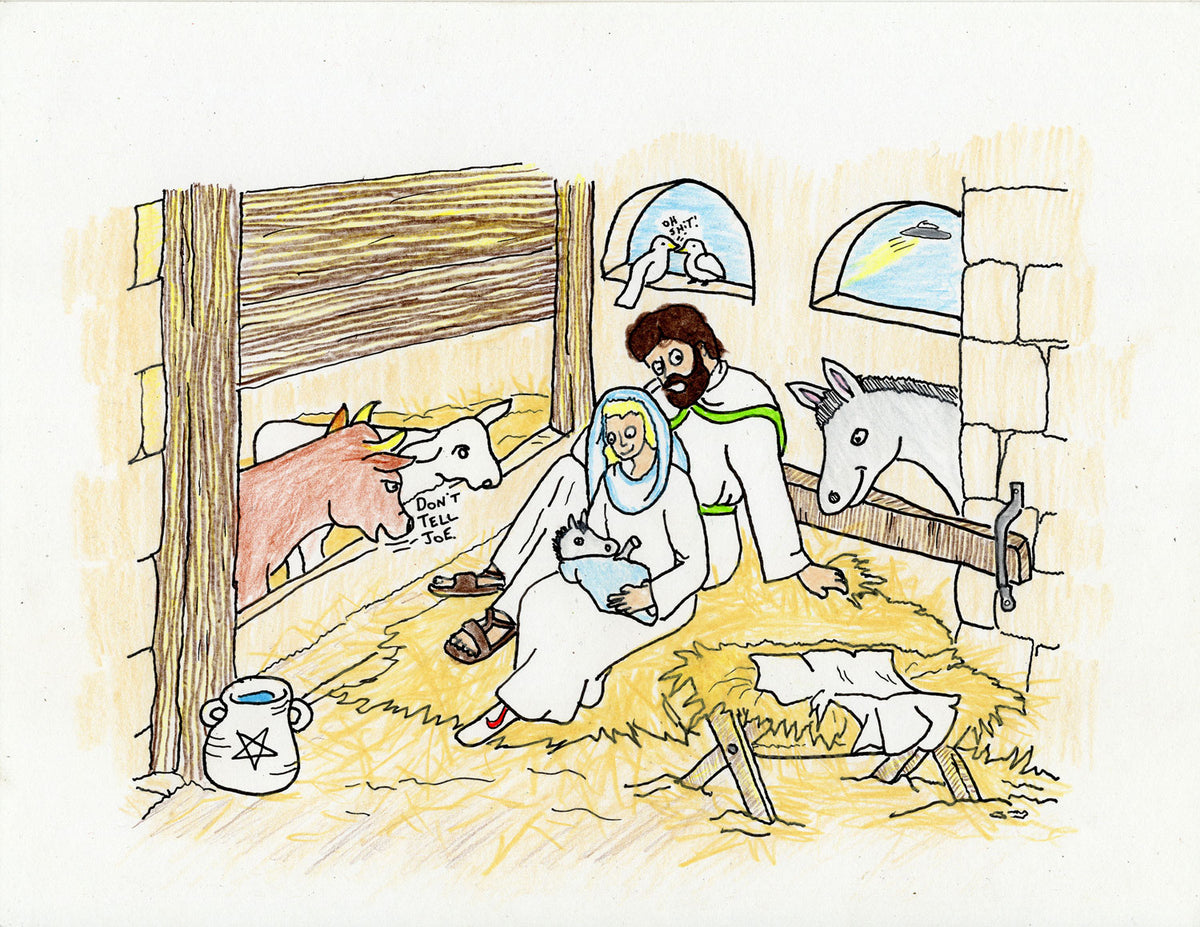 MARY, JOSEPH & DONKEY (2 DRAWINGS)