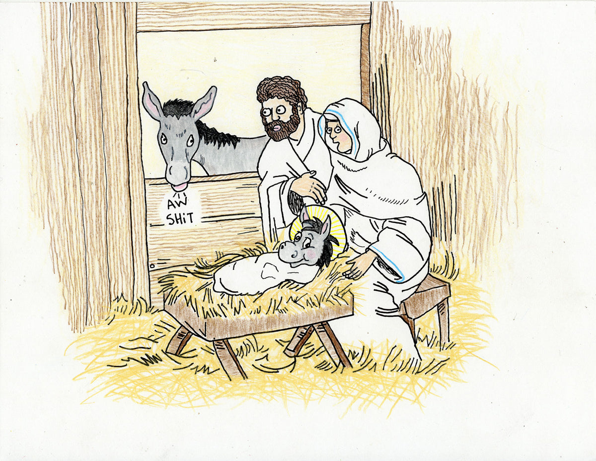MARY, JOSEPH & DONKEY (2 DRAWINGS)