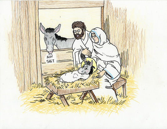 MARY, JOSEPH & DONKEY (2 DRAWINGS)