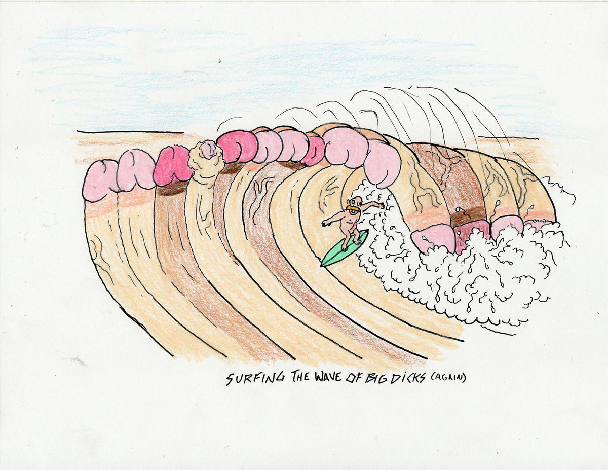 SURFING WAVE OF BIG DICKS (3 ORIGINAL DRAWINGS)