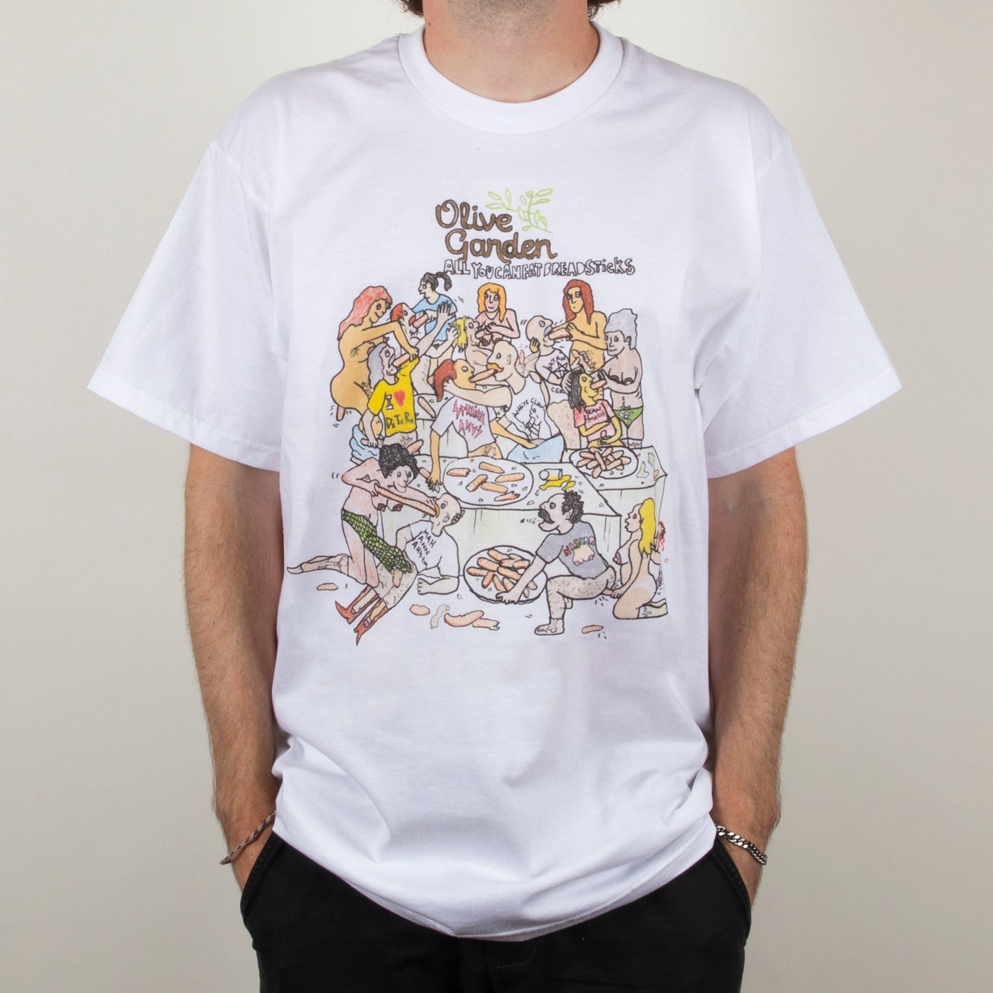 ALL YOU CAN EAT BREADSTICKS TEE (WHITE)