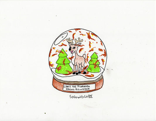 CHRIS THE DIARRHEA HAVING REINDEER SNOWGLOBE