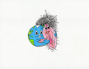 SET OF 4 DIFFERENT EARTH LOVES...ORIGINAL DRAWINGS