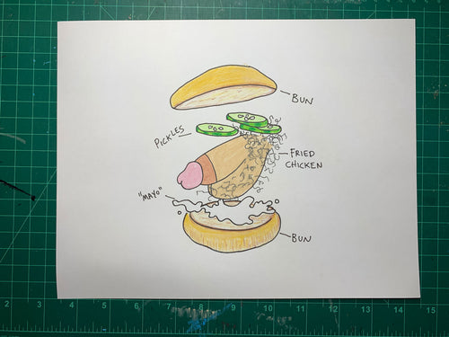 FRIED CHICKEN SANDWICH Original Drawing