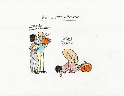 HOW TO CARVE A PUMPKIN ORIGINAL DRAWING