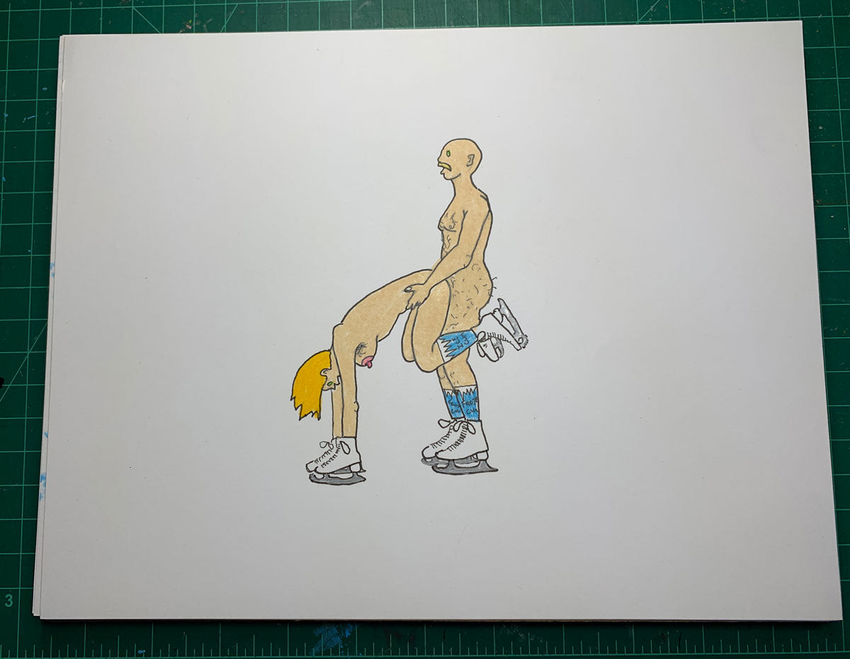 FUCKING WITH ICE SKATES Original Drawing