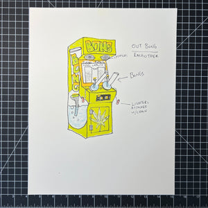 OUT BONG ARCADE GAME 11"X14" PRINT LIMITED EDITION