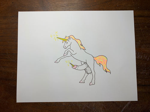 Unicorn Cock Original Drawing