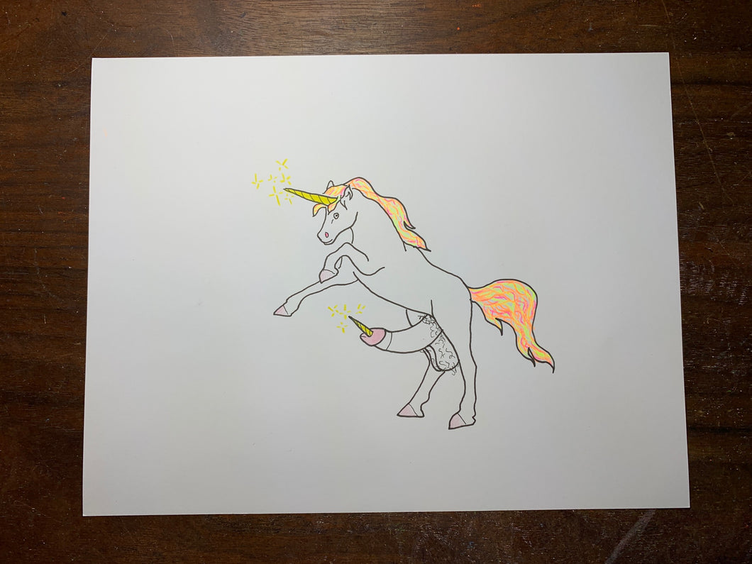 Unicorn Cock Original Drawing