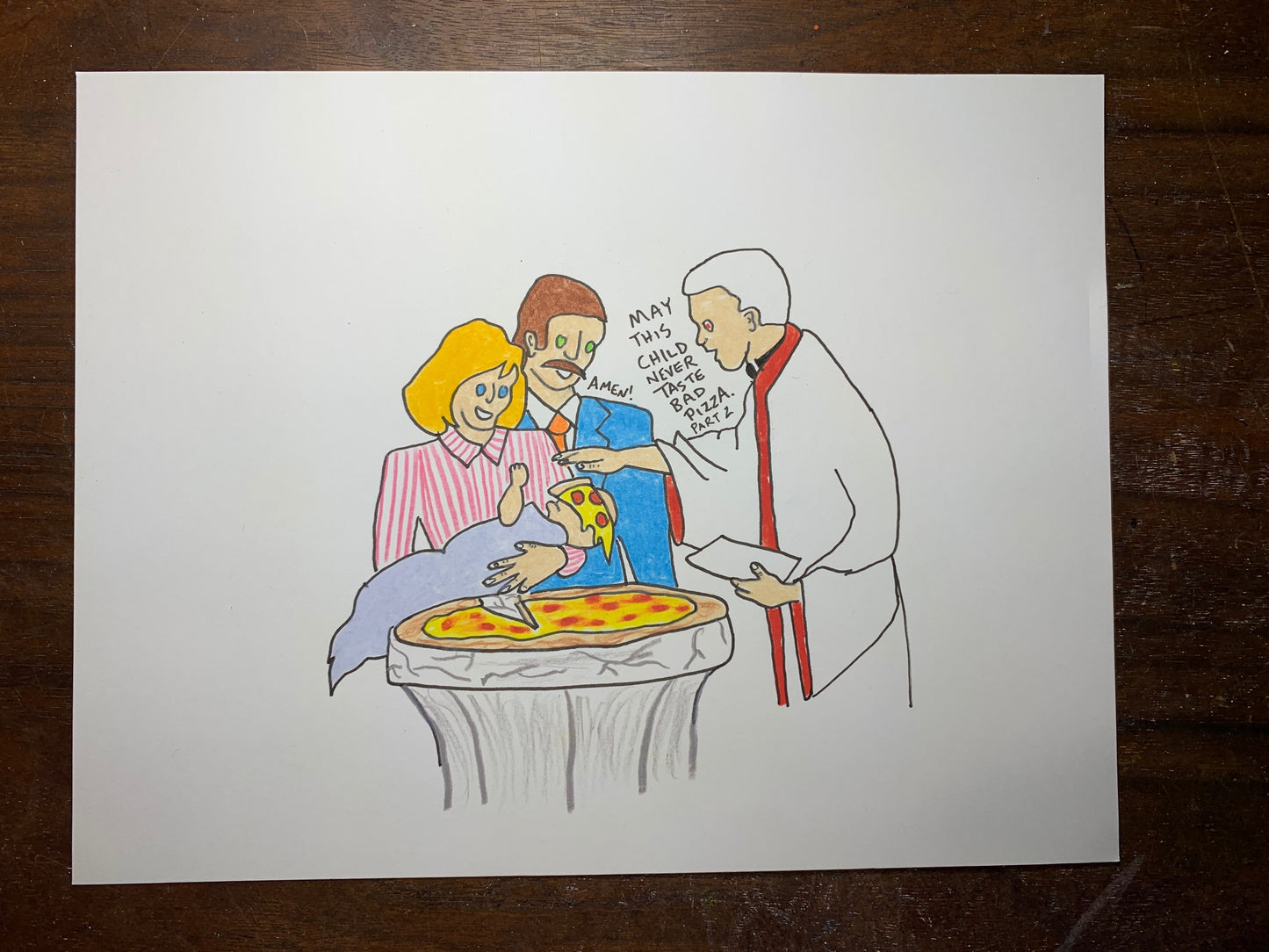 Pizza Baptism (part 2) Original Drawing