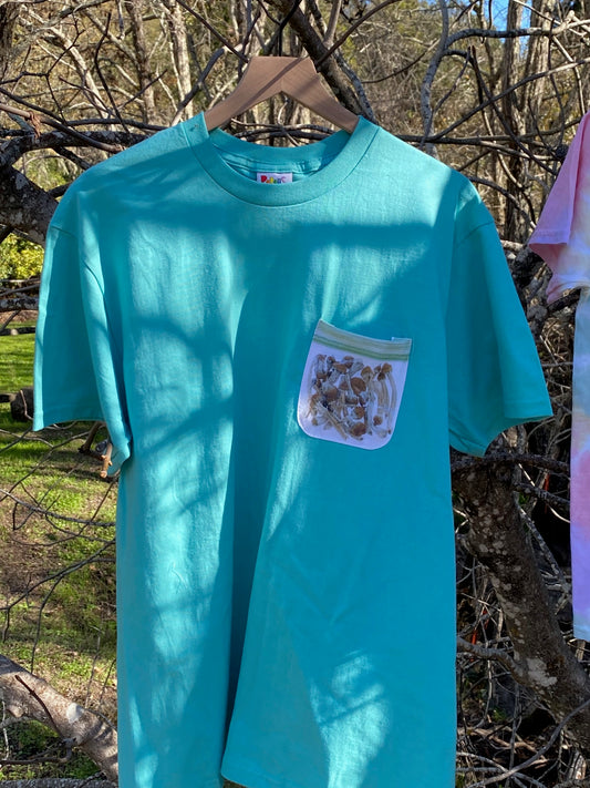 BAG OF SHROOMS POCKET TEE (Aqua)