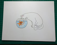 Load image into Gallery viewer, CAT SUCKS GOLDFISH DICK Original Drawing