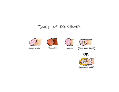 TYPES OF DICKHEADS ORIGINAL CUSTOMIZABLE DRAWING
