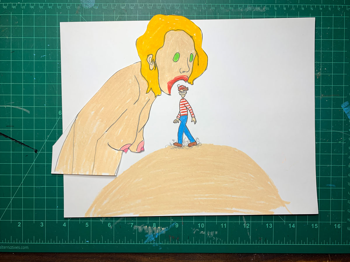 WALDO SUCK ANIMATION PIECES Original Drawing