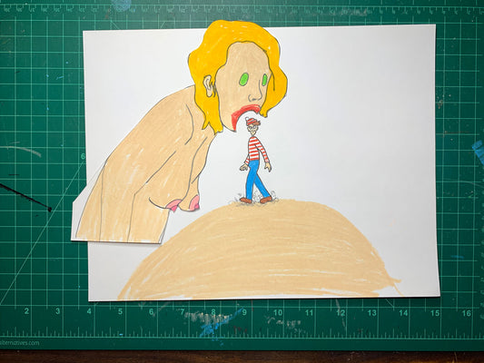 WALDO SUCK ANIMATION PIECES Original Drawing