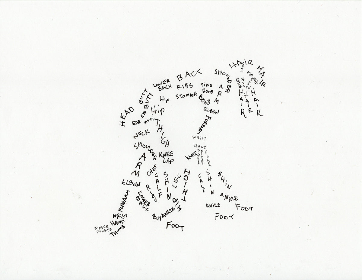 SET OF 4 ORIGINAL DRAWINGS HAND DRAWN WORDS