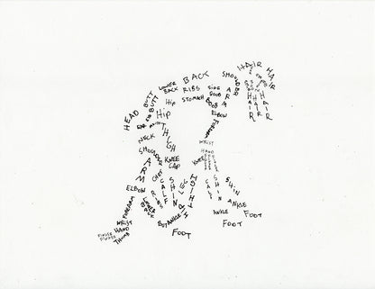 SET OF 4 ORIGINAL DRAWINGS HAND DRAWN WORDS