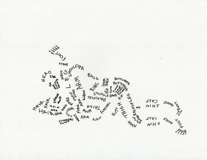 SET OF 4 ORIGINAL DRAWINGS HAND DRAWN WORDS
