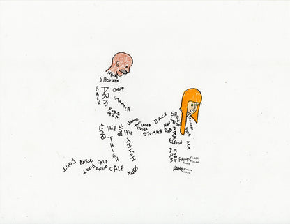 SET OF 4 ORIGINAL DRAWINGS HAND DRAWN WORDS