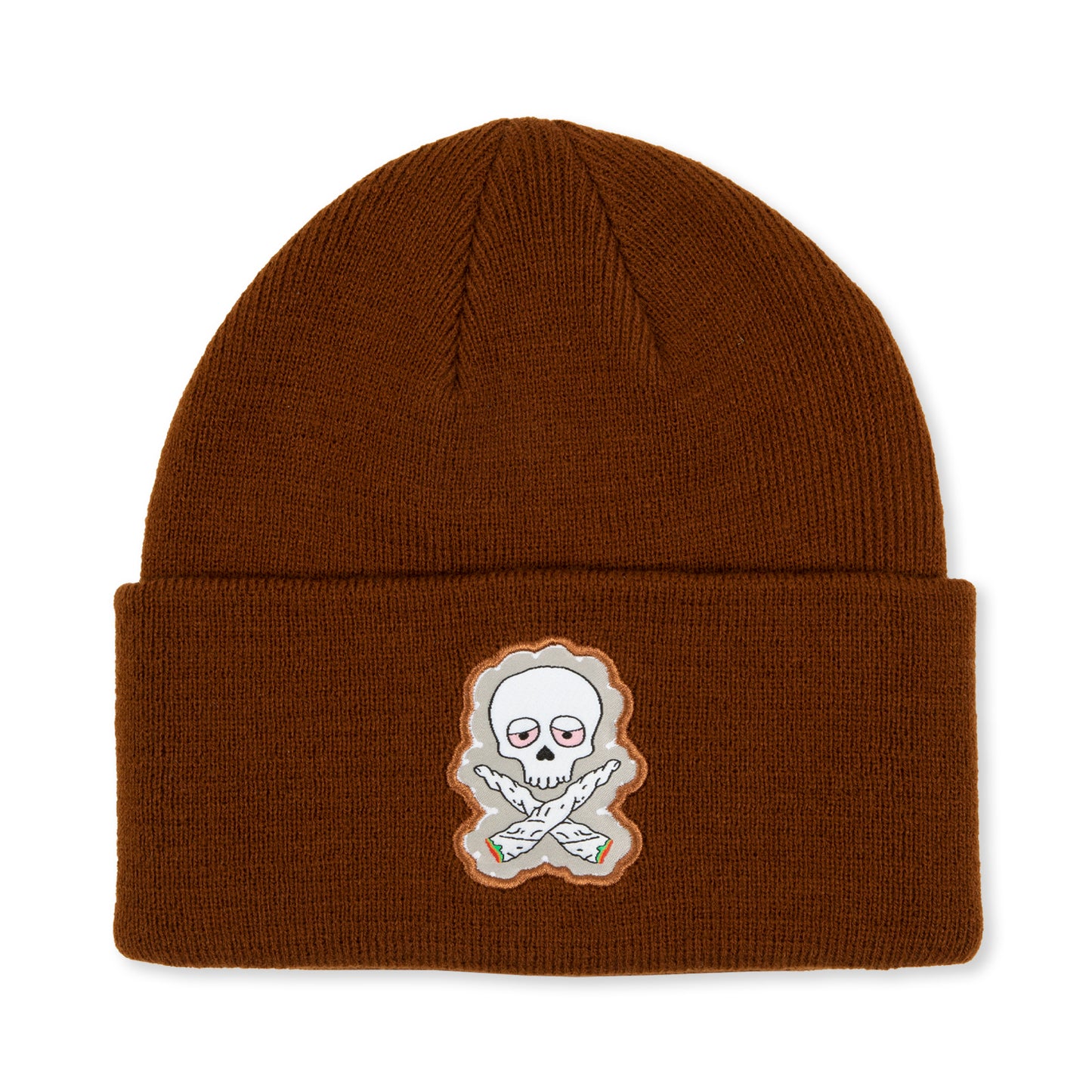 SKULL AND BONES BEANIE (BROWN)