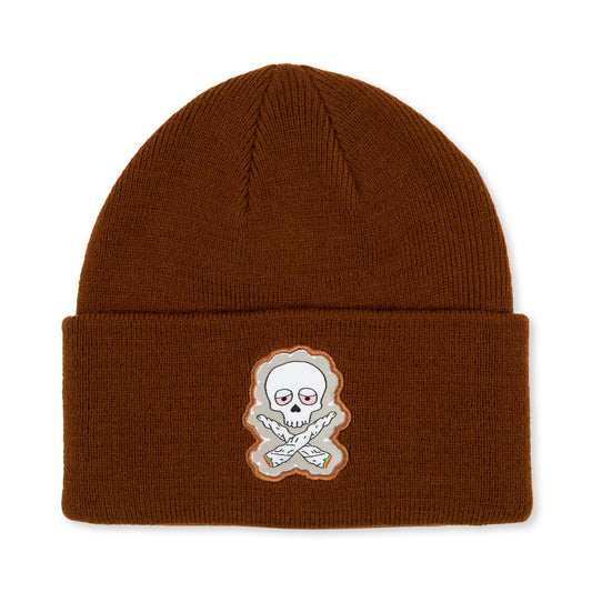 SKULL AND BONES BEANIE (BROWN)