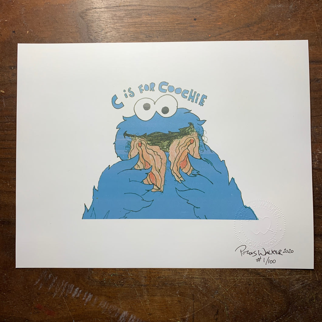 Limited Edition C IS FOR COOCHIE PRINT, PIN and STICKER
