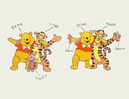 POOH BACON PRINT SIGNED (11"x14")